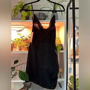 PRETTYLITTLETHING Black Satin Midi Dress Size 4